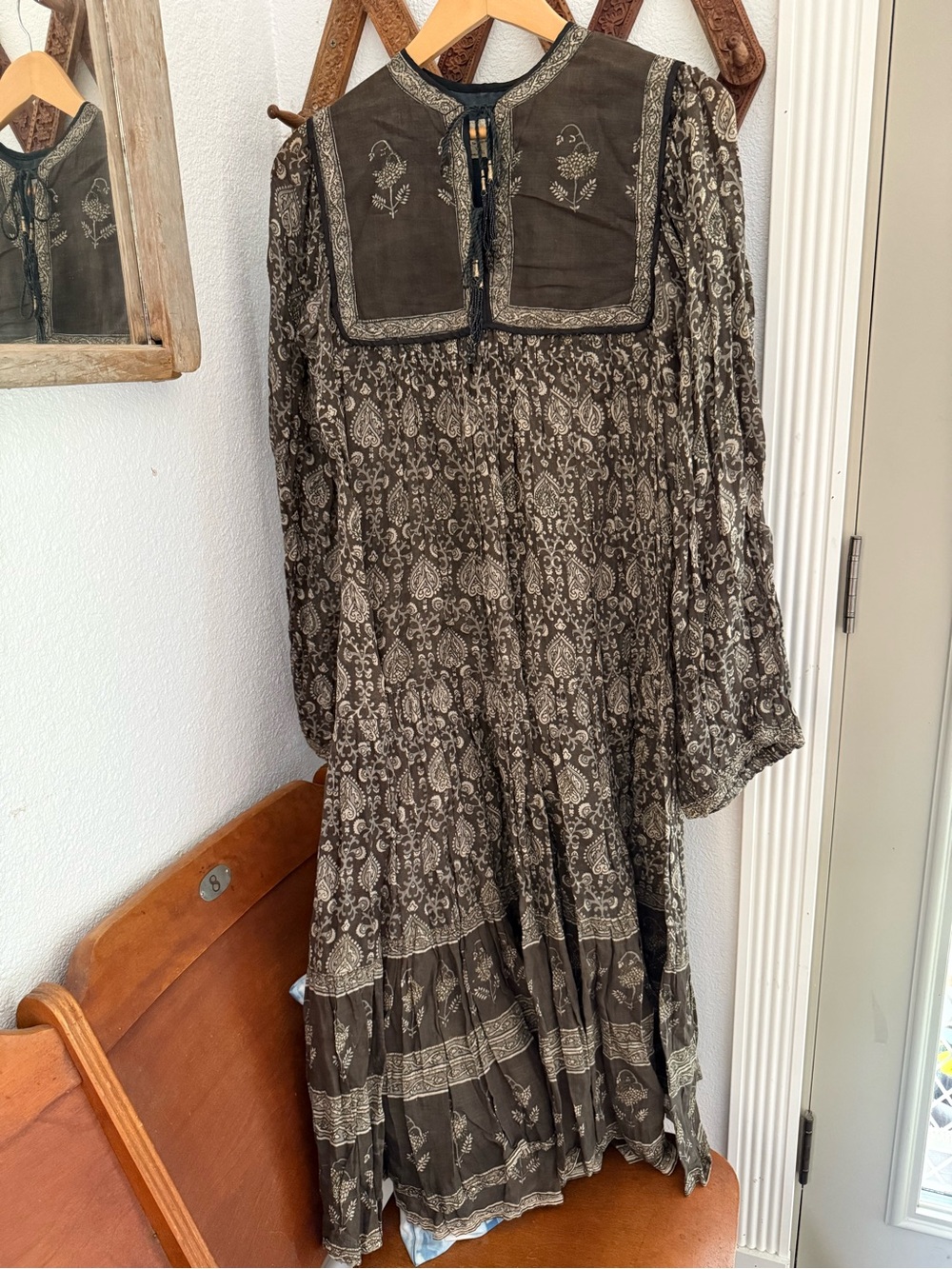 Adini Boho Embroidered Long Sleeve Maxi Dress